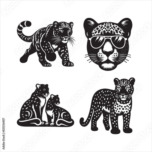 Amur Leopard silhouette vector icon graphic logo ai generated design