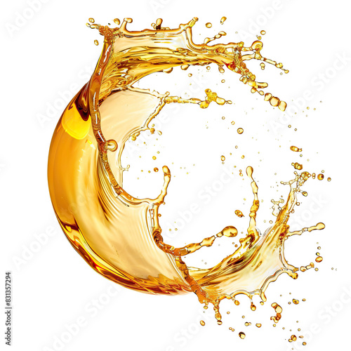 Golden oil splash cut out photo