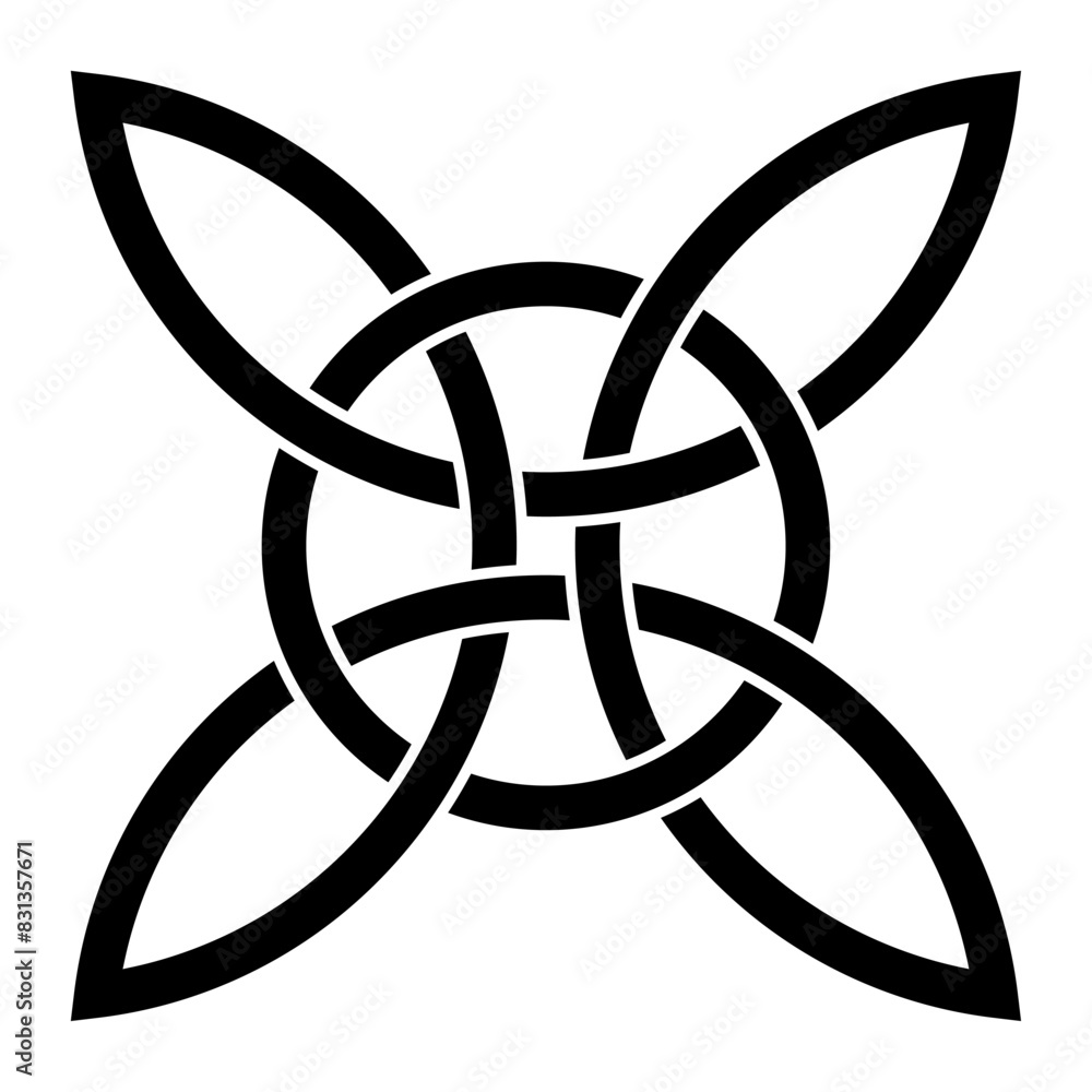 Celtic quad knot with interlaced circle. Celtic cross, formed by four ...