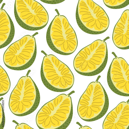 color isolated seamless pattern jackfruit in flat shape style in vector. template for backdrop textile wallpaper wrapping background print decor design