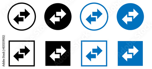 Arrows data transfer icons set, exchange arrow icons. Swap icon with two arrows. Editable stroke.