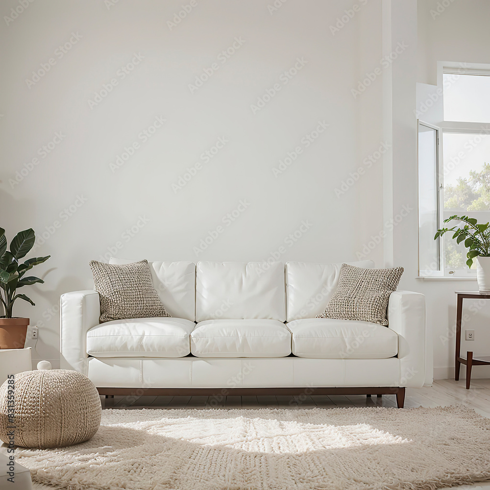 Fototapeta premium modern living room interior design with white sofa