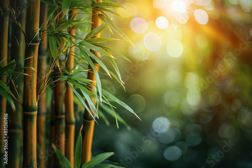 Bamboo plants sun leaves shining