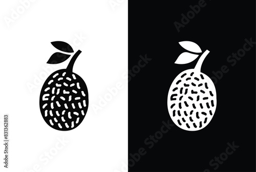 Summer tropical fruits for healthy lifestyle. Jackfruit. Whole jackfruit icon outline vector flat icon isolated on white.