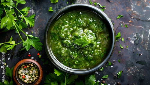 A fresh and flavorful salsa verde, perfect for dipping or topping dishes. photo