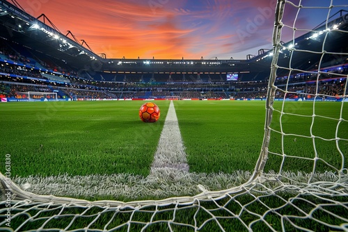 Soccer ball field goal background photo