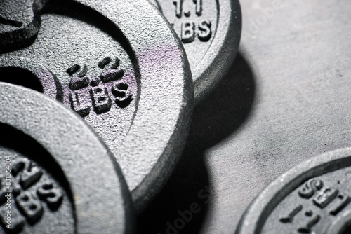 Close-up of metal gym weights