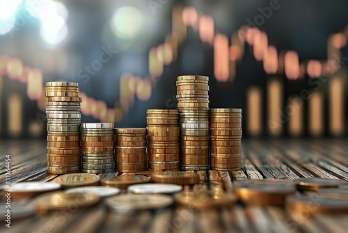 Coins on table close up photo