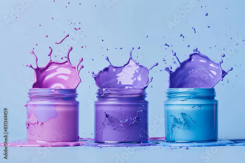 A set of jars with different colors, photo