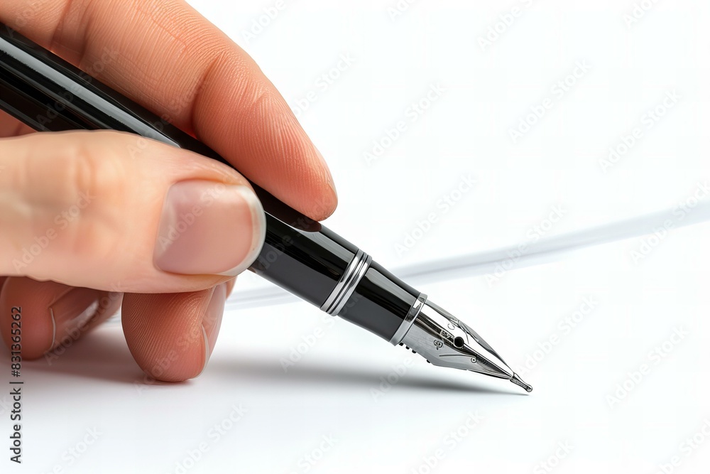 Person writing on paper with pen