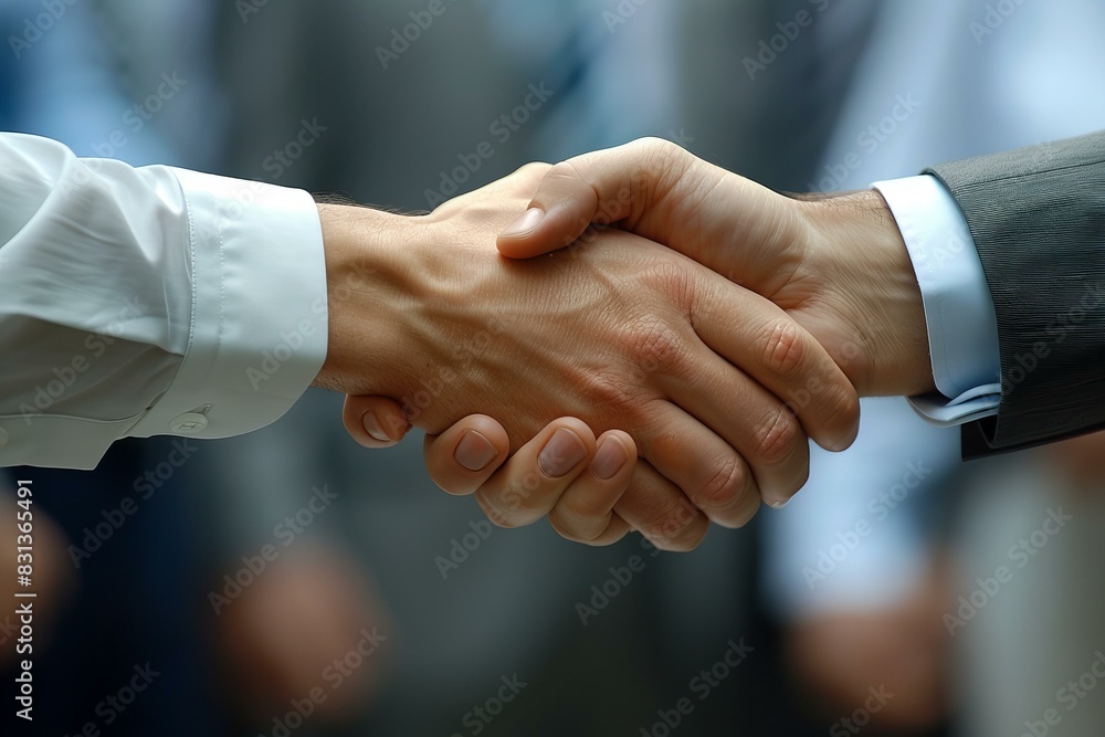 Two businessmen sealing deal in office Two businessmen sealing deal in office