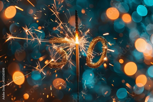 Sparkler with number 20 close up photo