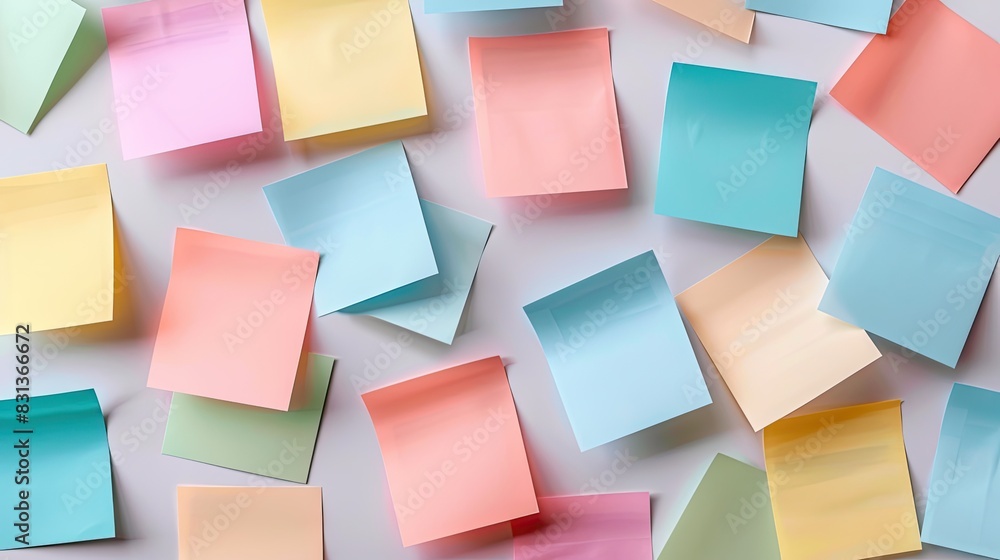 Pastel sticky post it note isolated on white background. paper post it on wall to share idea, message Pastel sticky post it note isolated on white background. paper post it on wall to share idea, message