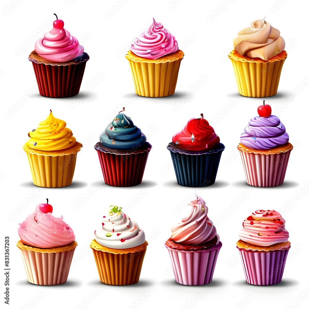 Set of cupcakes icons, on a transparent background, Set of cupcakes icons, on a transparent background,