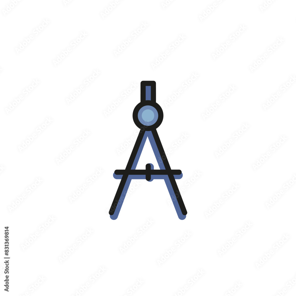 Icon of compass tool. School supply, plan, device. Drawing concept. Can be used for topics like construction, engineering, architecture Icon of compass tool. School supply, plan, device. Drawing concept. Can be used for topics like construction, engineering, architecture