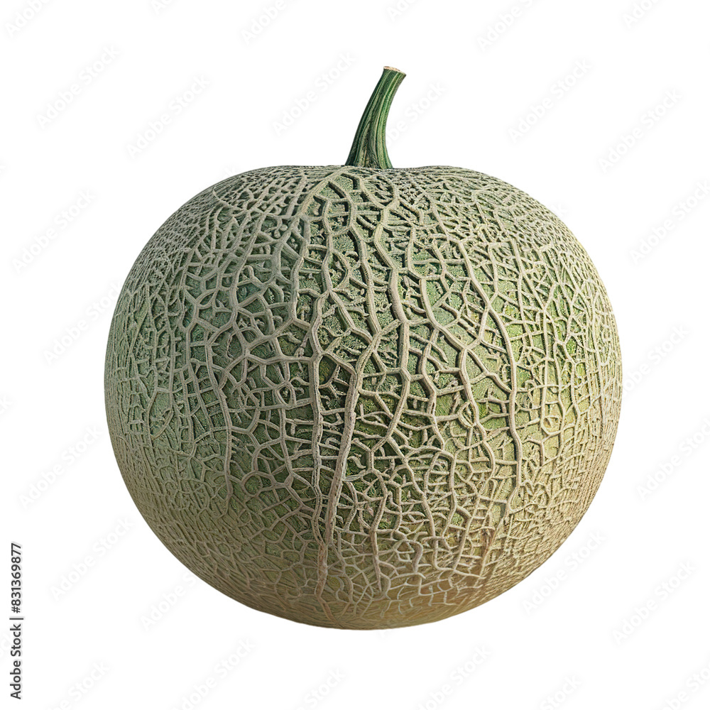 A ripe, whole cantaloupe melon on a white background A ripe, whole cantaloupe melon on a white background