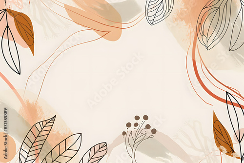 Boho background with simple shapes and organic lines.