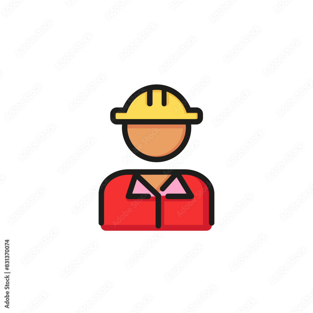 Icon of contractor in hardhat. Engineer, worker, foreman. Construction concept. Can be used for topics like occupation, industry, builder Icon of contractor in hardhat. Engineer, worker, foreman. Construction concept. Can be used for topics like occupation, industry, builder