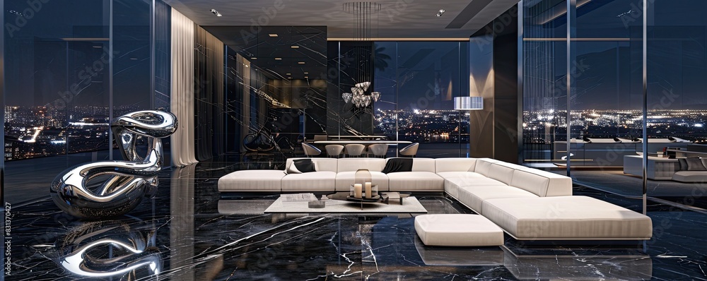 luxurious living room in a modern minimalist style