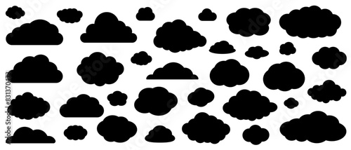 雲　シルエット　シンプルベクター素材セット