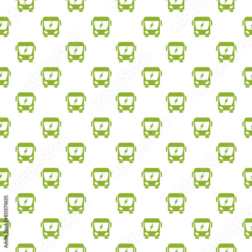 Electric bus icon seamless pattern isolated on white