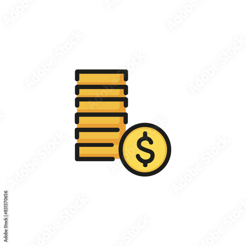 Dollar coins line vector icon. Money, cash, stack. Finance concept. Can be used for topics like banking, saving, profit