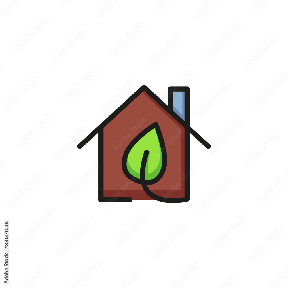 Icon of eco house. Mortgage, building, construction. Ecology concept. Can be used for topics like property, environment, conservation Icon of eco house. Mortgage, building, construction. Ecology concept. Can be used for topics like property, environment, conservation