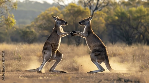 AI generated illustration of two kangaroos engaging in a classic boxing photo
