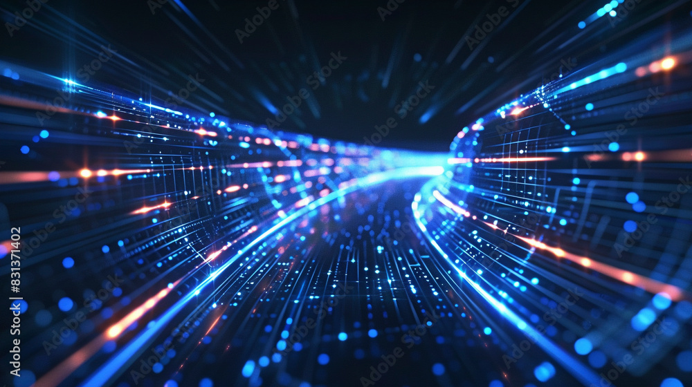 Digital background for tech, AI and neural networks. High speed lights representing audio, graphics and data transfer concept Digital background for tech, AI and neural networks. High speed lights representing audio, graphics and data transfer concept
