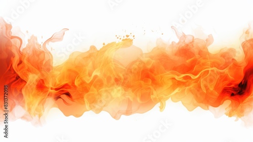 Orange fire and flames watercolor border texture 
