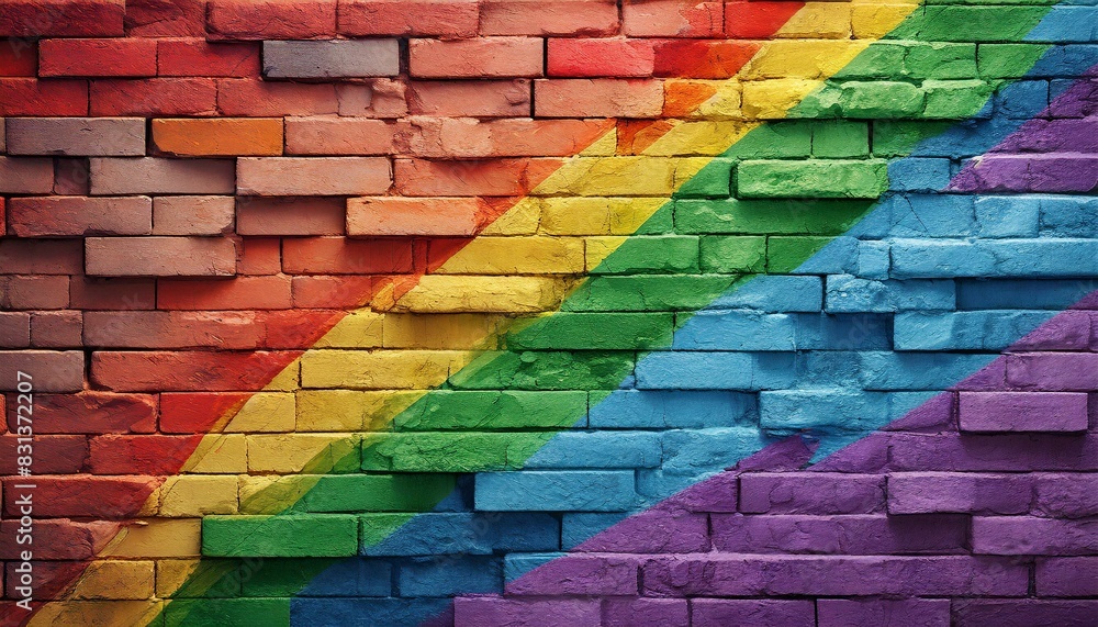 texture of a brick wall painted in the colors of the lgbt flag texture of a brick wall painted in the colors of the lgbt flag