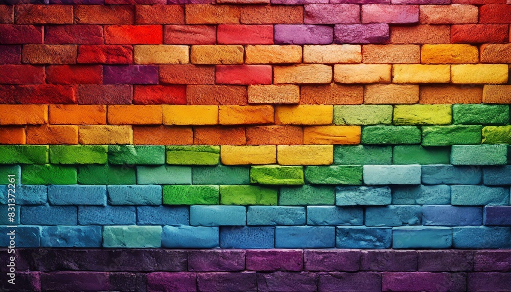 texture of a brick wall painted in the colors of the lgbt flag texture of a brick wall painted in the colors of the lgbt flag