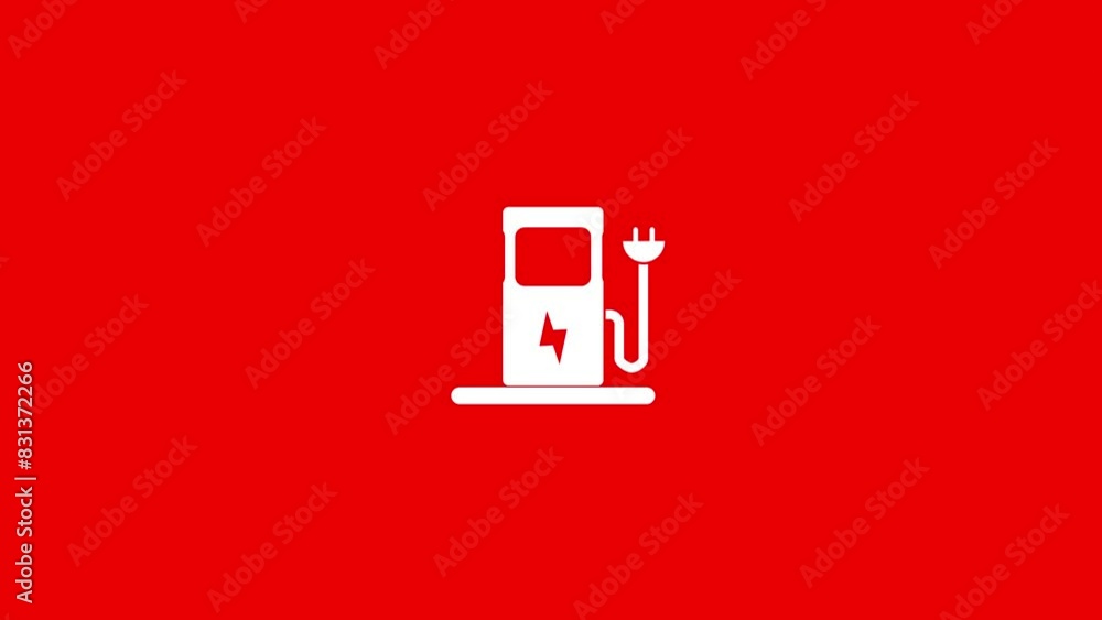 Animated Electric car charging station icon. Animated Electric car charging station icon.
