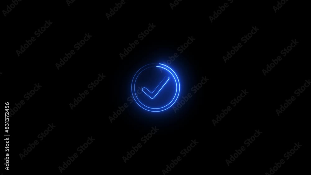 Neon line moving check mark icon animation concept .lighting check mark Neon line moving check mark icon animation concept .lighting check mark