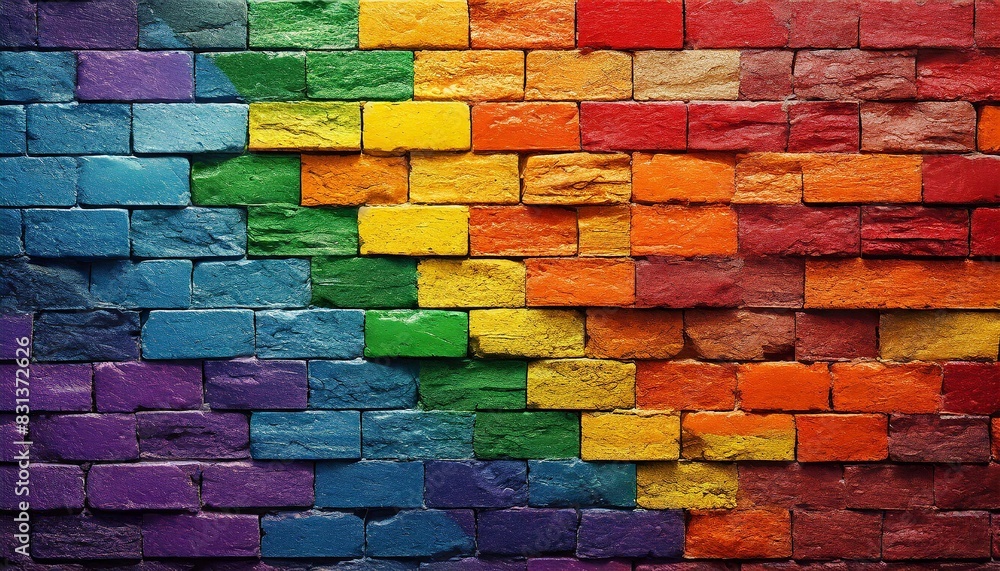 texture of a brick wall painted in the colors of the lgbt flag texture of a brick wall painted in the colors of the lgbt flag