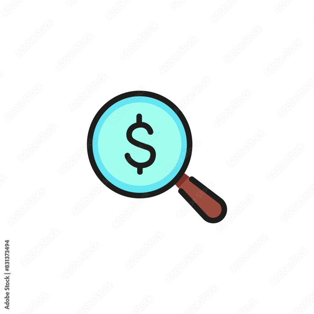 Looking for money line icon. Magnifier, glass, dollar. Finance concept. Can be used for topics like business, startup, loan, investment Looking for money line icon. Magnifier, glass, dollar. Finance concept. Can be used for topics like business, startup, loan, investment