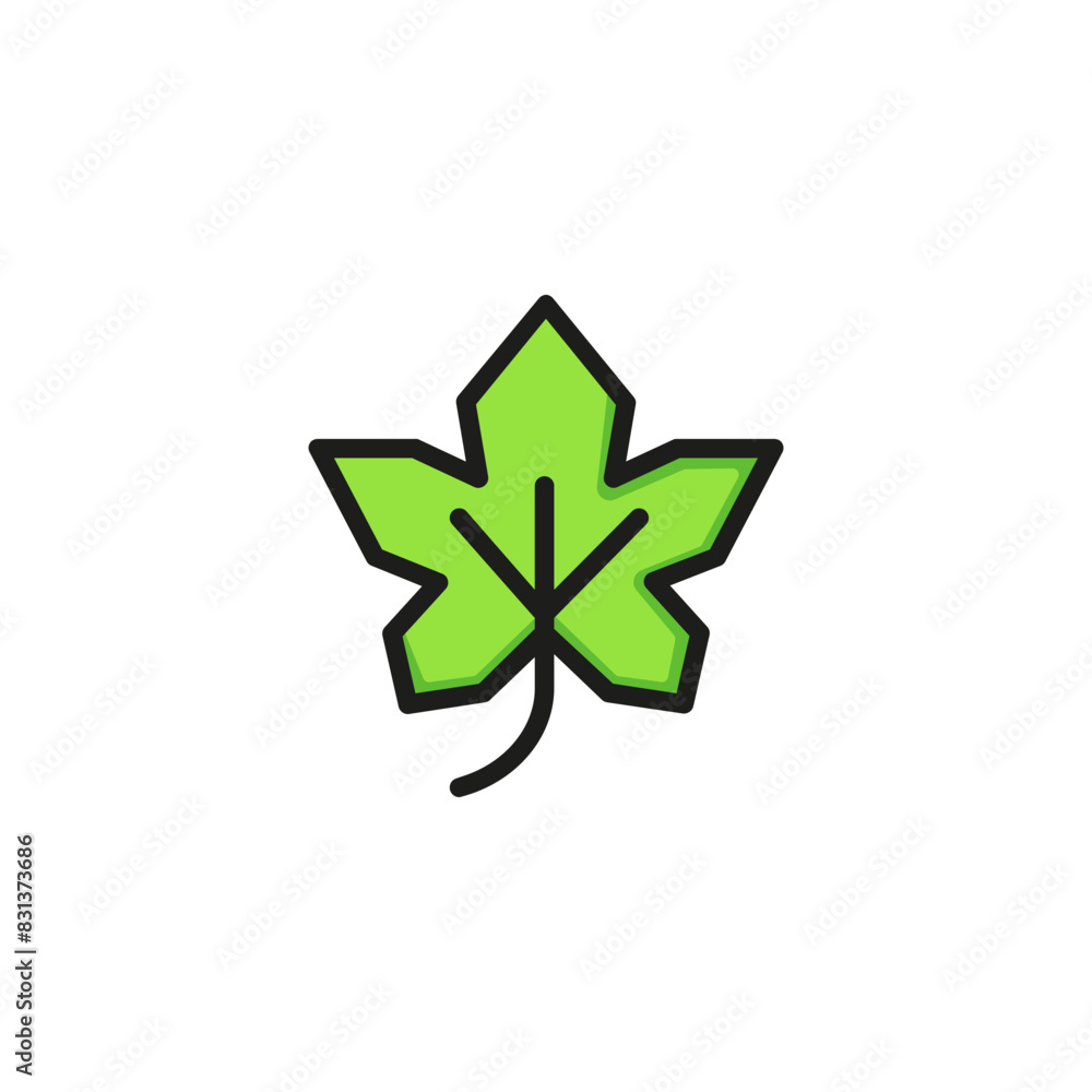 Maple leaf. Flat thin line illustration. Plant, flora, foliage. Leaf concept. For nature, ecology, environment Maple leaf. Flat thin line illustration. Plant, flora, foliage. Leaf concept. For nature, ecology, environment