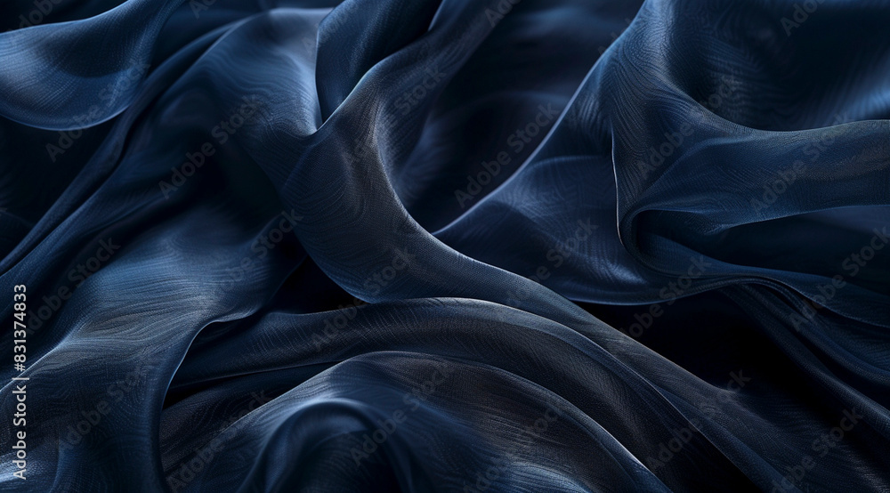 Fototapeta premium Dark Blue Silk Fabric Texture