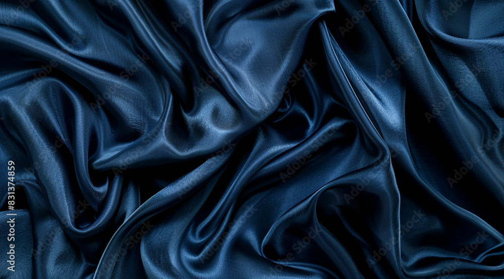 Obraz premium Dark Blue Silk Fabric Texture
