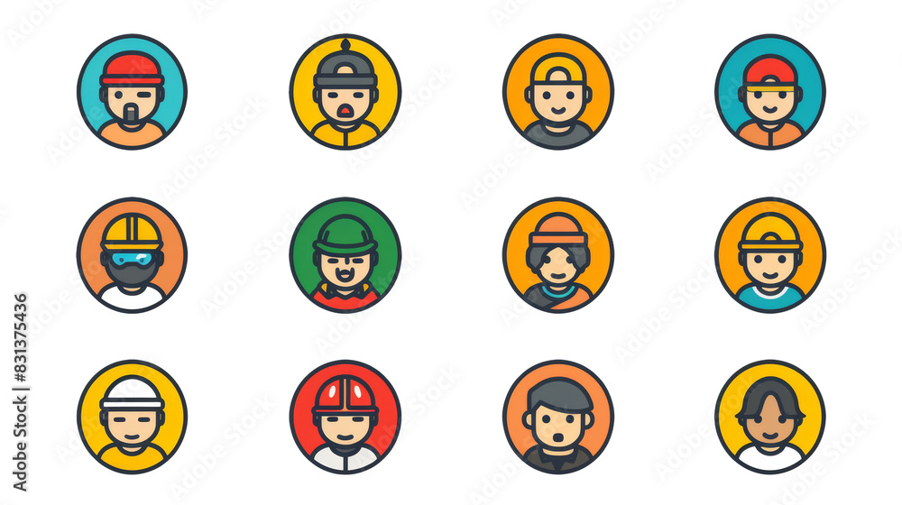 A collection of cartoon faces with one saying A collection of cartoon faces with one saying