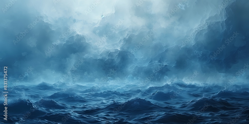 Experience a powerful ocean storm brewing beneath dark storm clouds in a dramatic setting
