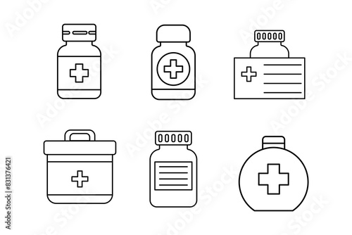 Pharmaceutical Containers and Medical Supplies Vector Icons
