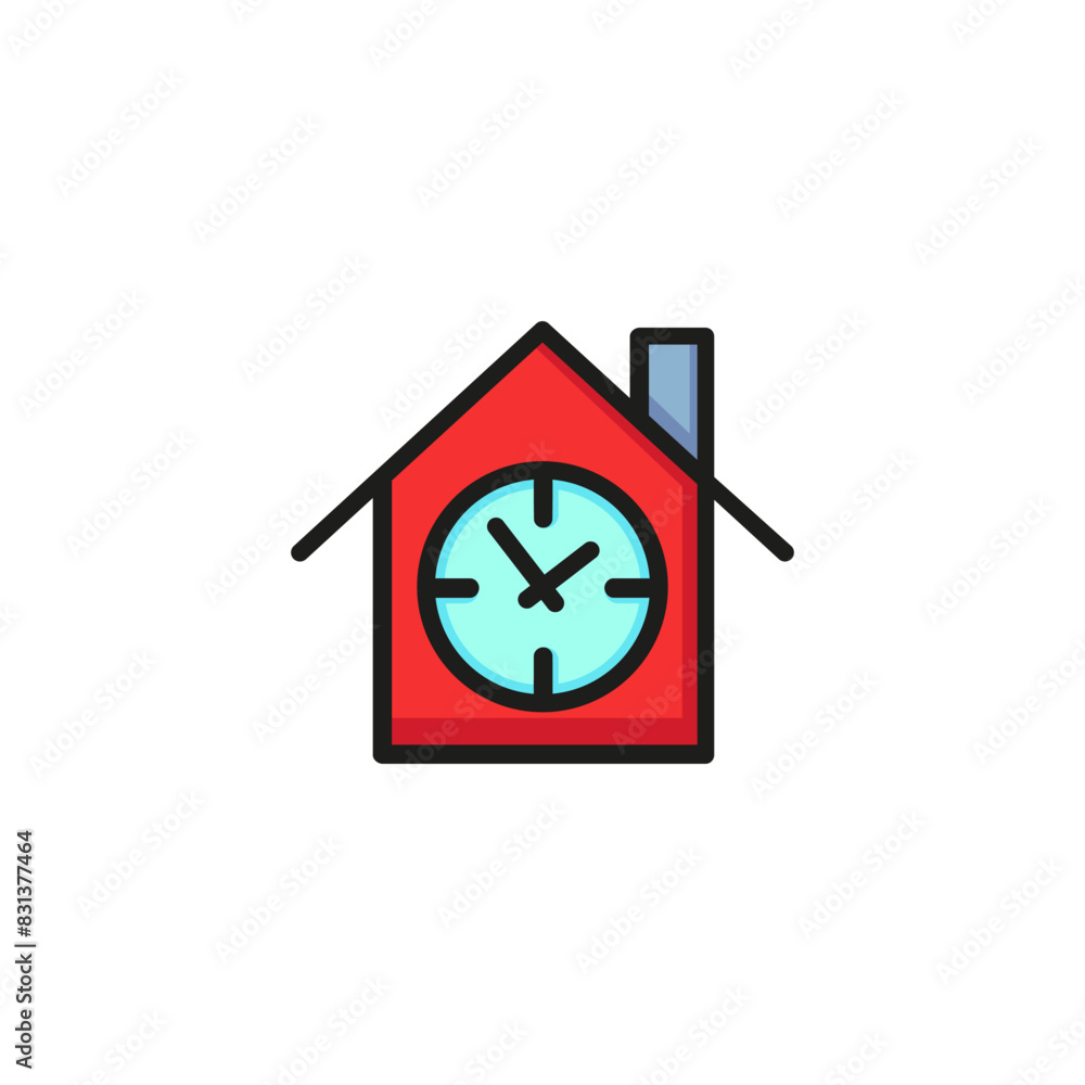 Time house line icon. Clock, building, home. Timing concept. Can be used for topics like real estate, property, housing. Time house line icon. Clock, building, home. Timing concept. Can be used for topics like real estate, property, housing.
