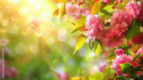 Sunlit Pink Flowers with Bokeh Background - Perfect for Spring and Summer Photography