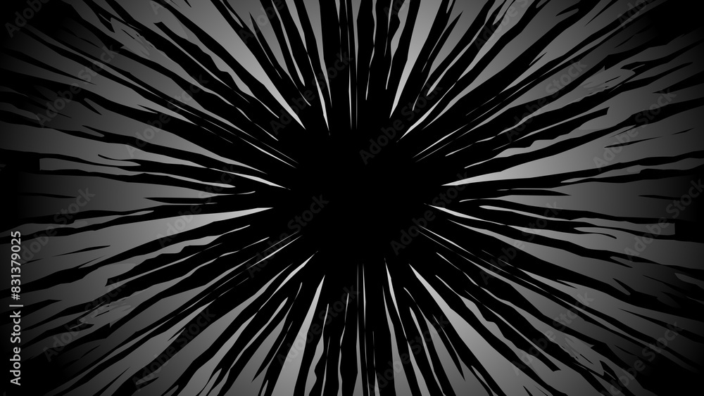 Obraz premium explosion effect or light rays black and white illustration. Geometric hand drawn