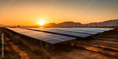 Harnessing Solar Energy for Electricity Generation on a Desert Farm Using Solar Panels. Concept Solar Energy, Electricity Generation, Desert Farm, Solar Panels