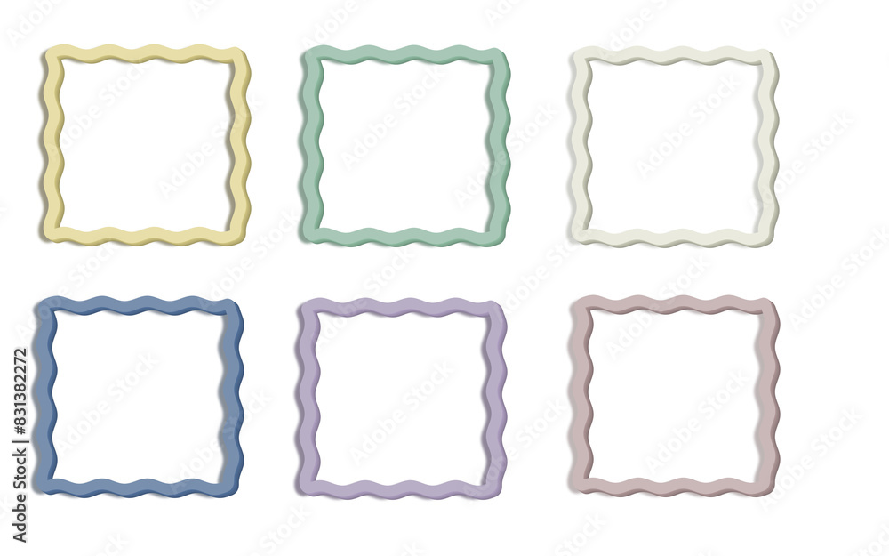 Wavy, voluminous frame, gentle colors with a shadow Wavy, voluminous frame, gentle colors with a shadow
