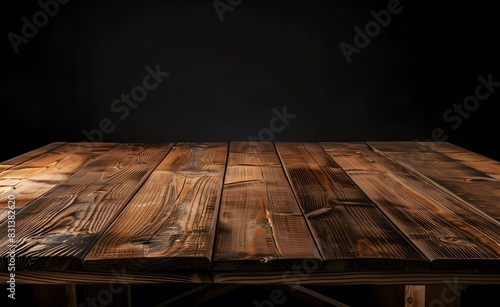 Wooden Table with Dark Background for Product Display