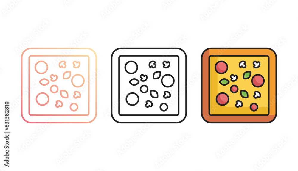 Square Pizza icon design with white background stock illustration Square Pizza icon design with white background stock illustration