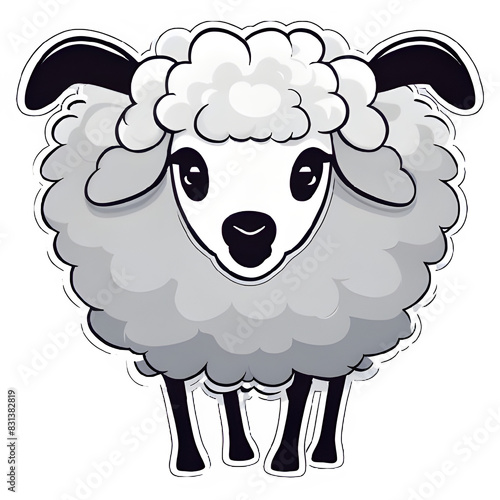 Cartoon Illustration Of A Sheep on transparent background..